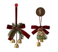Christmas Bell Ornaments | 2 Classic Pieces for Winter Holidays | Bell Wreath with Bow | for Window Stairs Door Handle Living Room Bedroom Party