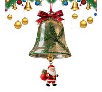 Christmas Bell Ornaments - 4 Inch Resin Gold Finish, Vintage Christmas Accent, Santa Claus Reindeer Decoration | Tree Wall Door Garland Car Outdoor Garden Short