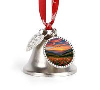 Christmas Bell Ornaments - Cloud Garden at Sunset Xmas Jingle Bells, Vintage Silver Xmas Tree Hanging Pendant Decor with Rustic Charm, Holiday Wedding Party Favors for Home Decoration（Love Bell）