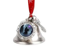 Christmas Bell Ornaments - Magician in Castle Ruins Xmas Jingle Bells, Vintage Silver Xmas Tree Hanging Pendant Decor with Rustic Charm, Holiday Wedding Party Favors for Home Decoration（Wing Bell）