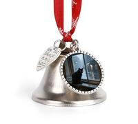 Christmas Bell Ornaments - Melancholy Black Cat Xmas Jingle Bells, Vintage Silver Xmas Tree Hanging Pendant Decor with Rustic Charm, Holiday Wedding Party Favors for Home Decoration（Love Bell）