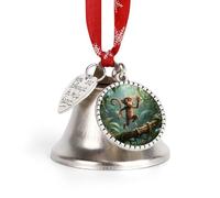 Christmas Bell Ornaments - Running Monkey Xmas Jingle Bells, Vintage Silver Xmas Tree Hanging Pendant Decor with Rustic Charm, Holiday Wedding Party Favors for Home Decoration（Love Bell）