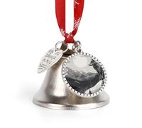 Christmas Bell Ornaments - Snow Mountain Lone Wolf Metal Jingling Bells with Ribbons for Xmas Tree Decor, Silver Holiday Hanging Bells for Home Wall Decor, Festive Gift Ideas Love Bell