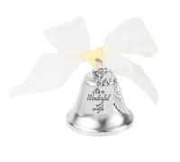 Christmas Bell Ornaments, Zinc Alloy Hanging Ornament Bell with Angel Wings Charm & Silk Ribbon Printed It's a Wonderful Life Printed Christmas Ornaments for Tree Hanging