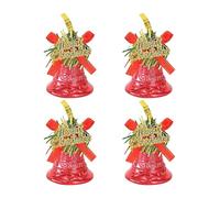 Christmas Bell Pendant, 4-Piece Hanging Decoration with Bow, Bell Decoration for Christmas Tree, for Christmas Tree, Door Wreath, Front Door, Outdoor, Party, Home, Wall Door Handle