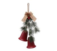 Christmas Bell Pendant Decoration Linen Metal Hanging Wall Door Tree Holiday Festive Red Gold 19.68x11.81 Inches Easy Install Burlap Material(Red)