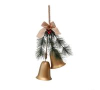 Christmas Bell Pendant Decoration Linen Metal Hanging Wall Door Tree Holiday Festive Red Gold 19.68x11.81 Inches Easy Install Burlap Material(gold)