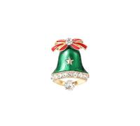 Christmas Bell Rhinestones Brooches Lapel Pins for Women Elegant Red Enamel Bow Green Bells Gold-tone Star Brooch Pin for Suit Dresses Xmas Decor Festival Party Bff Her Fashion Jewelry