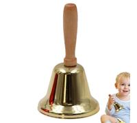 Christmas Bell - Rustic Bells with Wooden Grip - Traditional Metal Rattle for Table Store Party Farmhouse Workplace Mantle