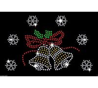 Christmas Bell With Snowflake Crystal Christmas Festive iron on Hotfix Applique