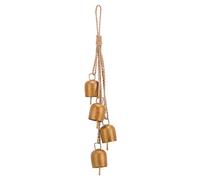 Christmas Bells, 4 Vintage Cluster Decorative Cow Bells on Rope Hanging Ornament for Home Wall Bedroom Living Room Door Weddings Christmas DIY Wreaths (Gold)