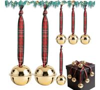 Christmas Bells, 6 Festive Pieces | Metal Christmas Tree Ornaments - for Porch, Apartment, Entrance, Country Wall, Interior, Home, Door