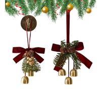 Christmas Bells Decoration - Pack of 2 Classic Winterproof Bell Bells with Bow Suitable for Window Stairs Door Handle Wall Living Room Bedroom Party Garden
