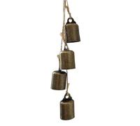 Christmas Bells Decoration Set - Rustic Iron Wind Chimes & Tree Ornaments, 4 Bells Waterproof Outdoor Hanging Deco For Front Door, Garden, Patio