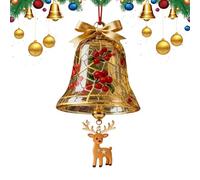 Christmas Bells Decorations - Golden Party Set | Santa Reindeer Ornament Accessory | Festive Wreath Tree Wall Door Fireplace Car Outdoor Garden Yard Patio Farmhouse Winter Holiday Display