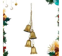 Christmas Bells for Decoration - Wind Chimes Brass Bells 4 x Wind Chime Christmas Wall Hangings Christmas Tree Bells Christmas Cow Bells Gold Bells on Rope for Christmas Wall Windows
