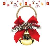 Christmas Bells for Door Rustic Metal Pendant with Pine Cone Bow Berries