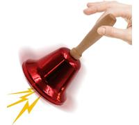 Christmas Bells - Holiday with Wood Handle, Classic Metal Rattle, Festive Handheld Bell, Vintage Jingle Accent, Seasonal Decorative Bell Piece | Traditional Rattle smooth wooden grip for joyful celebr