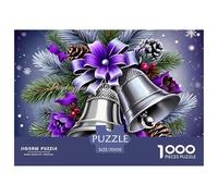 Christmas Bells Impossible Hard Difficult 1000 Pieces Adult Jigsaws - Silver Bells Christmas Wreath Educational Game Decompression for Gifts70x50cm/1000pcs