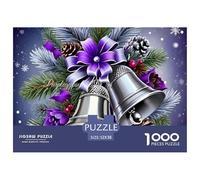 Christmas Bells Impossible Hard Difficult Challenging 1000 Piece Puzzle - Silver Bells Christmas Wreath for Adults Decompression Great Gift Idea52x38cm/1000pcs