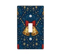 Christmas Bells Light Switch Cover Plates/Outlet Covers, Navy Blue Holiday Decor, Thermoplastic Wall Plates, Standard Size Single Toggle