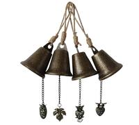 Christmas Bells - Metal Jingle Rustic Charm for Decorative Ornament | 4 Piece Craft Set with Vintage Finish, Hanging Loop & Clear Ring Tone for Outdoor Decor, Indoor Mantle and Wedding Setup, 30cm