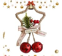Christmas Bells Ornaments, Hangable Pendant Decoration, 5x4in Star Bells Wreath Feature for Door, Sturdy Acrylic Holiday Kit, Home Accessory with Ribbon Bow, Living Room Garden Use