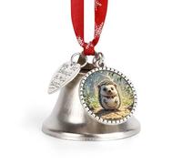 Christmas Bells Ornaments - Lovely Hedgehog Xmas Jingle Bells Silver DIY Hanging Pendant, Vintage Rustic Love Bell for Xmas Tree, Wreath, Holiday Wedding Home Decor