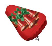 Christmas Bells Padded Bike Seat Cushion with Drawstring Soft Comfort Waterproof Bicycle Seat Cover, Wide Saddle Protection Covers Protector for Men Women for Exercise Mountain Road Bikes