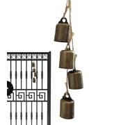 Christmas Bells Set of 4 Metal with Rope, Vintage Bells for Hanging, Rustic Iron Bell Decoration for Christmas Tree, Front Door, Garden, Window (46 cm)
