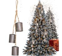 Christmas Bells Silver 12 Inch Vintage 3 Bells Rustic Cow Bells with Jute Hanging Rope Metal Christmas Tree Hanging Bell for Door Garden Wreaths Home Decor Hanging Bell Christmas Bells for Decoration