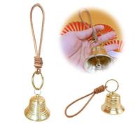Christmas Bells Vintage Brass Hanging Bell with Rope, Golden Christmas Hanging Bells, Vintage Decorative Bell Metal JingleBell, Clear Ringing Sound Suitable Home Garden Xmas Doorbell for Door Knob