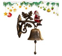 Christmas Bells, Vintage Welcome Bell with Santa Claus Reindeer and Snowman, Holiday Doorbell Decorfor Front Doors, Home Garden Festive Decoration for, Walls, Front Porch (D)