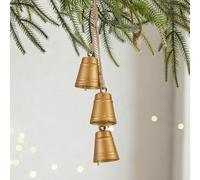 Christmas Bells Wind Chimes Hanging Vintage Bells with 3 Rustic Brass Bells Decoration for Christmas Tree