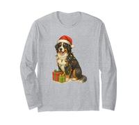 Christmas Bernese Mountain Dog, Christmas Lights, Santa hat Long Sleeve T-Shirt