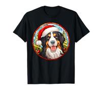 Christmas Bernese Mountain Dog Mom Dad Stained Glass Puppy T-Shirt