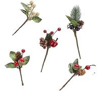Christmas Berries Pine Branches Sprays Berry Fruit Picks for Christmas Craft Wreath Pick Decoration 4PCS Home Accessories Attractive processing