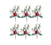 Christmas Berry Branch Set With 6 Stems Crafted From Plastic, Suitable For For Tree Decor And Home Floral Designs To Create Festive Holiday Environments And Seasonal Displays(B)