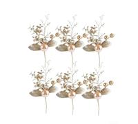 Christmas Berry Branch Set With 6 Stems Crafted From Plastic, Suitable For For Tree Decor And Home Floral Designs To Create Festive Holiday Environments And Seasonal Displays(E)