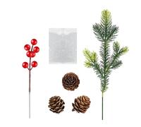 Christmas Berry Branches - Artificial Pine Cone Branches for Rustic Christmas Decorations and Floral Centerpieces | Great for Winter Wedding, Country Decor, Christmas Tree Filler