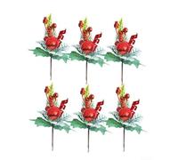 Christmas berry stem set of 6 for For Tree and home decor, made from plastic for durable and customizable holiday floral arrangements to enhance festive environments (D)