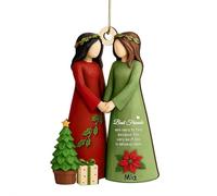 Christmas Best Friends Are Hard To Find 3D Effect Personalized Wooden Ornament, You Are The Sister I Got to Choose, Not Sister By Blood But S-ister By Heart Ornament for Besties Bestfriend