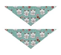 Christmas Bichon Frise Bandanas for Dogs 2Pcs Puppy Holiday Bandanas Scarf Pet Accessories Cat Bandana Collar Cyan