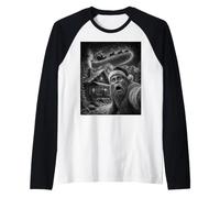 Christmas Bigfoot Selfie Santa Sleigh Cabin Mountain Raglan Baseball Tee