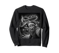 Christmas Bigfoot Selfie Santa Sleigh Cabin Mountain Sweatshirt