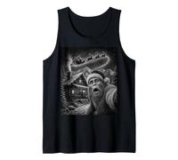 Christmas Bigfoot Selfie Santa Sleigh Cabin Mountain Tank Top