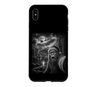 Christmas Bigfoot Selfie Santa Sleigh Lake Cabin Night Case for iPhone XS Max