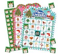 Christmas Bingo Cards 30 Players, Unique Family Christmas Games for Families, Reusable Holiday Classroom Activities with Festive Red Green Theme , Christmas Crafts Party Favors Supplies for Families
