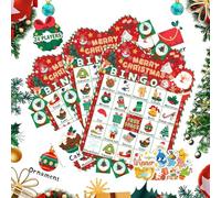Christmas Bingo Game, 24 Players Christmas Bingo Gift for Adults, Funny Chris-tmas Bingos Board Family Game Set, 2025 New Party Stocking Eve Box Fillers Bingos Games Set, for Kids & Adults