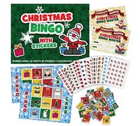 Christmas Bingo Party Game for Kids Adults - Premium Quality Xmas Bingo Calling Cards Pre-Cut for up to 40 Games - Stocking Filler, Party Favour Supplies, Family Christmas Activity